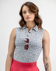 Pins and Aces Floral Pop Sleeveless Polo