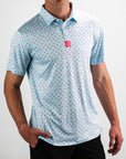 Pins and Aces Palm Sunday Blue Short Sleeve Polo