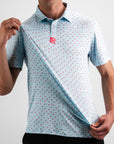 Pins and Aces Palm Sunday Blue Short Sleeve Polo