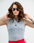 Pins and Aces Floral Pop Sleeveless Polo