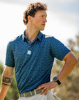 Pins and Aces Micro Floral Blue Short Sleeve Polo