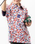 Pins and Aces Youth Lobster Shatter Short Sleeve Polo
