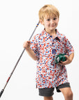 Pins and Aces Youth Lobster Shatter Short Sleeve Polo