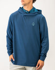 Pins and Aces Performance Hoodie - Micro Floral Blue