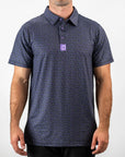Pins and Aces Micro Floral Purple Polo