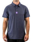 Pins and Aces Micro Floral Purple Polo