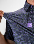 Pins and Aces Micro Floral Purple Polo