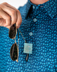 Pins and Aces Micro Floral Blue Short Sleeve Polo