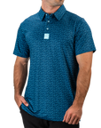Pins and Aces Micro Floral Blue Short Sleeve Polo