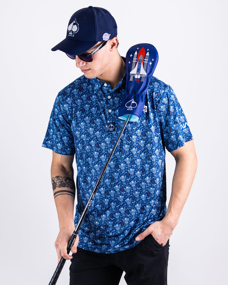 Pins and Aces Nasa Space Walker Short Sleeve Polo