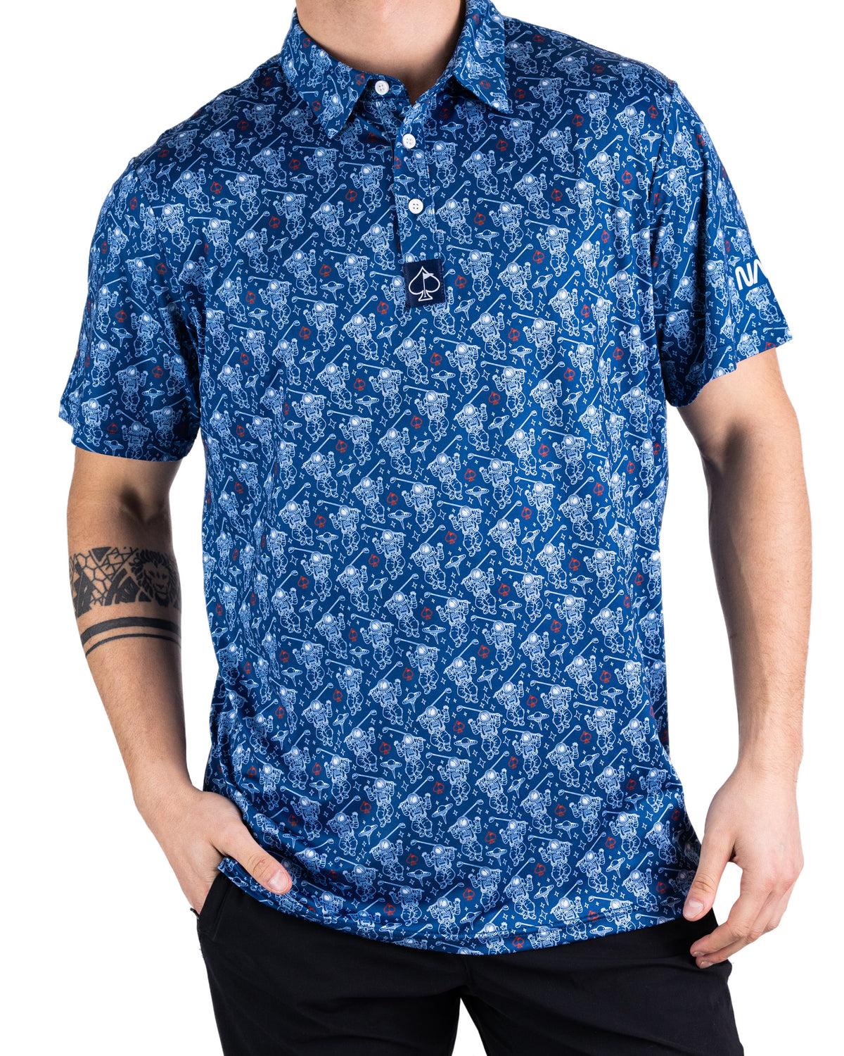 Pins and Aces Nasa Space Walker Short Sleeve Polo