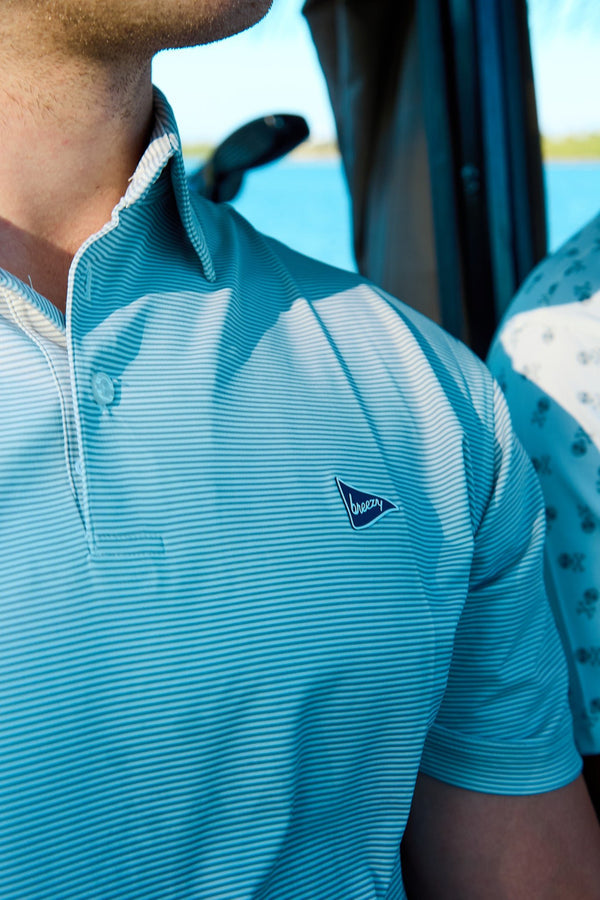 Breezy Golf The Striped Grey & Dark Grey Polo