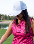 Pins and Aces Pink Flower Power Sleeveless Polo