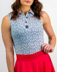 Pins and Aces Floral Pop Sleeveless Polo