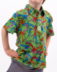Pins and Aces Youth TMNT Mean Green Short Sleeve Polo