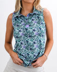 Pins and Aces Fresh Floral Sleeveless Polo