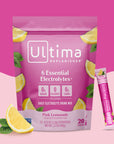 Ultima Replenisher Pink Lemonade Electrolyte Hydration Sticks - 20 Serving Stick Packs